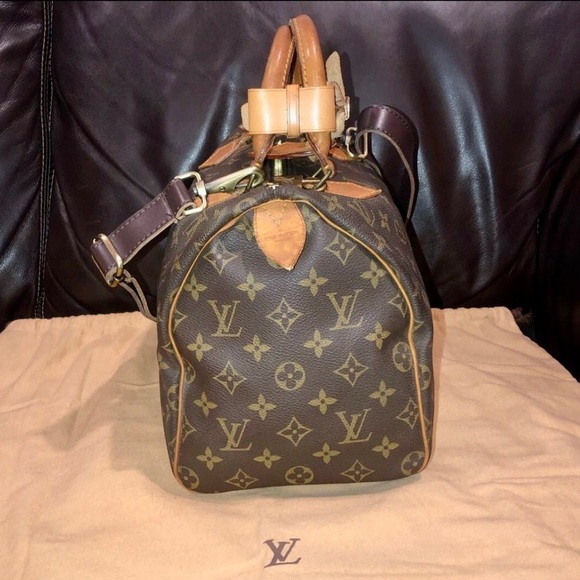 LOUIS VUITTON Monogram Speedy 30 Boston Overnight Tote Bag Lock/Key Tag/Poignet - Picture 4 of 17